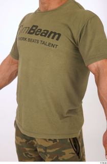 Duncan olive green t-shirt sports upper body 0002.jpg